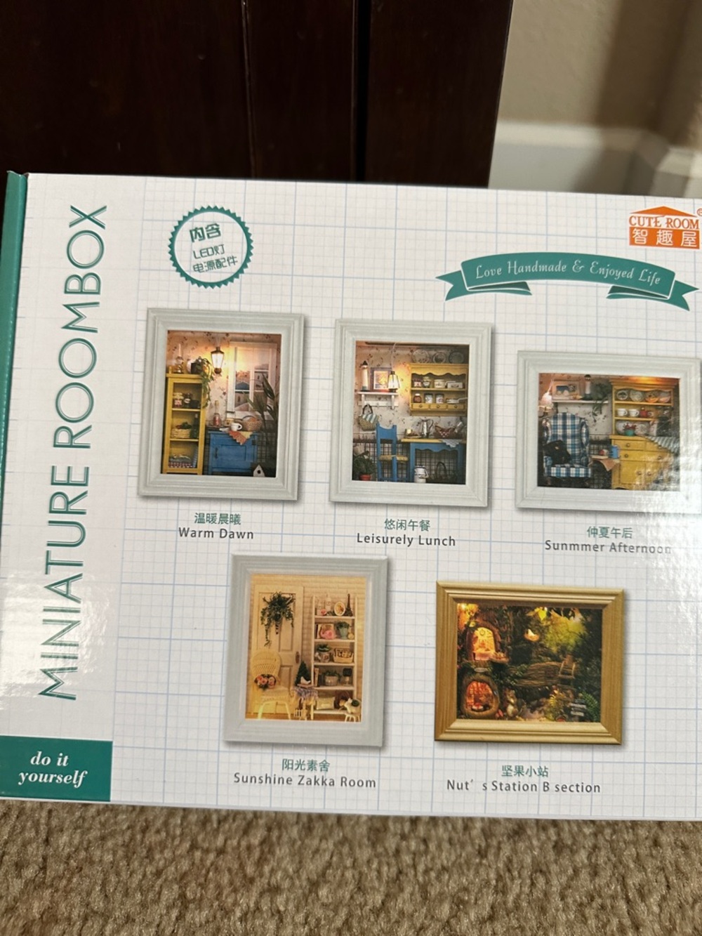 Miniature Room Box DIY Kit - White and Teal